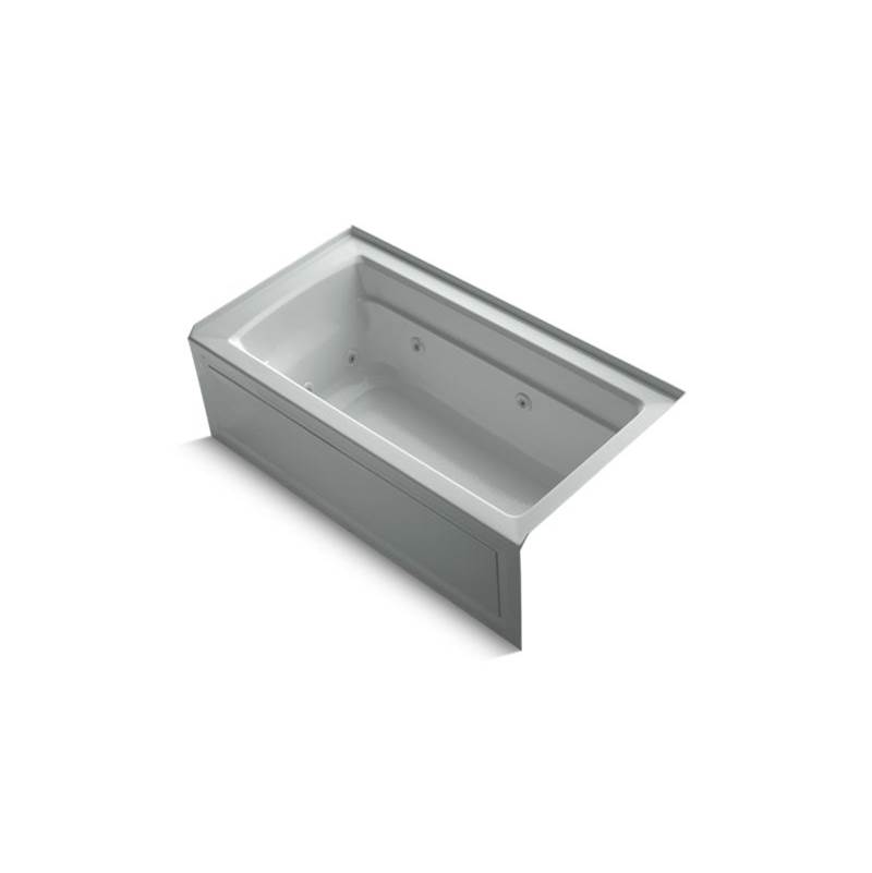 Kohler Archer® 60'' x 32'' alcove whirlpool bath with integral apron, right-hand drain and heater