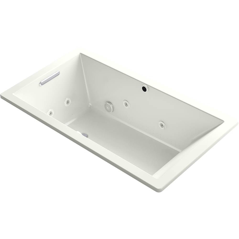 Kohler Underscore® Rectangle 66'' x 36'' Heated BubbleMassage™ air bath with whirlpool, end drain