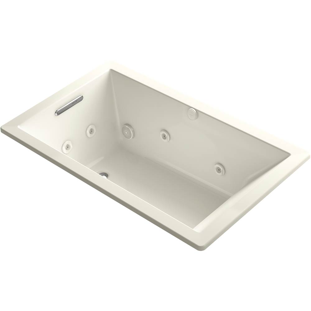 Kohler Underscore® Rectangle 60'' x 36'' heated whirlpool bath with end drain