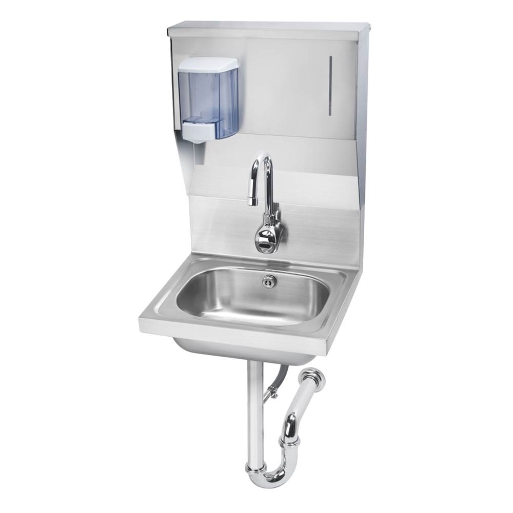 Krowne 16'' Wide Hand Sink With Electronic Faucet, Soap and Towel Dispenser And P-Trap