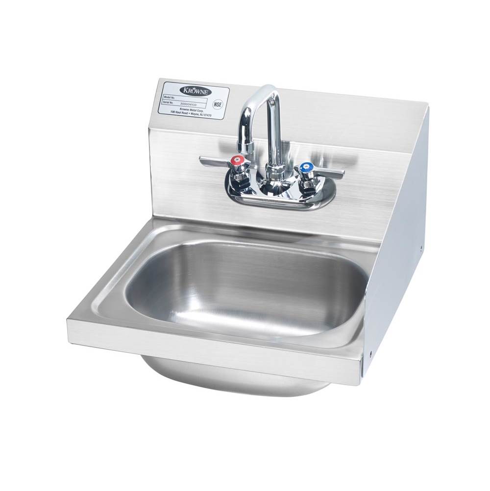 Krowne 16'' Hand Sink With Wall Mount Faucet And Right Side Splash