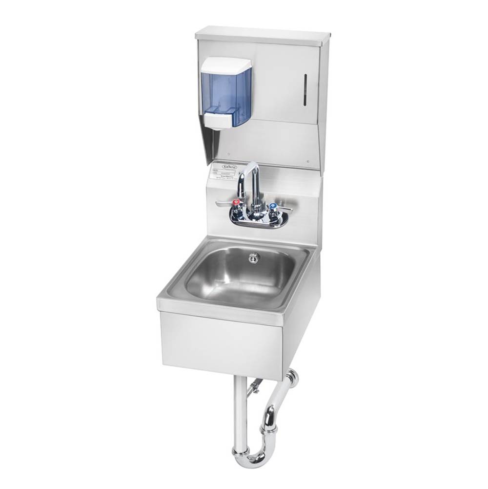 Krowne 12'' Wide Space Saver Hand Sink With Soap and Towel Dispenser And P-Trap With Overflow