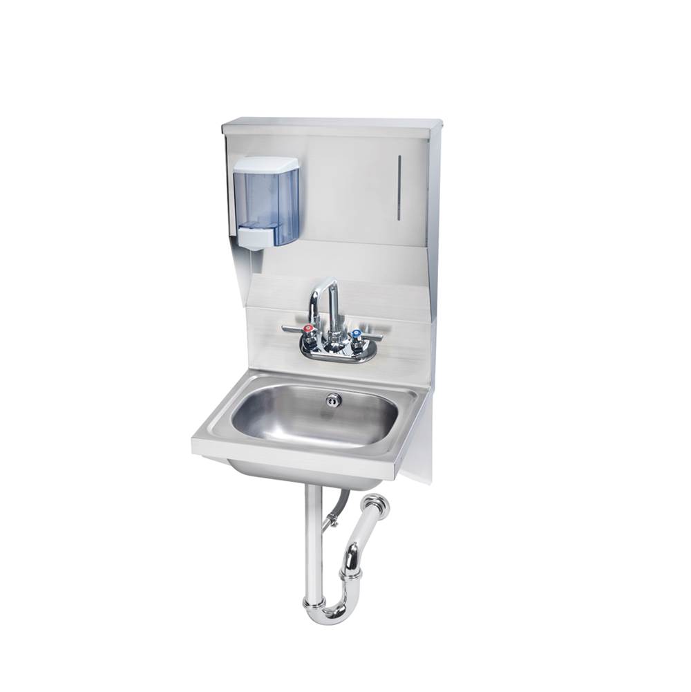 Krowne 16'' Wide Hand Sink With Soap/Towel Dispenser and Side Support Brackets