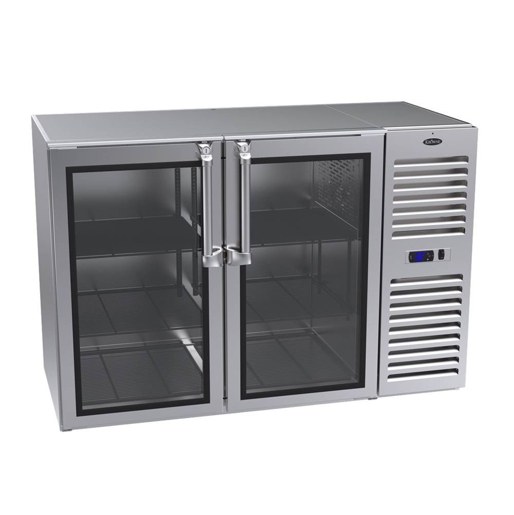 Krowne 52'' Self Contained Right Cabinet Narrow Door Backbar Cooler With 2 Ss Glass Right Doors