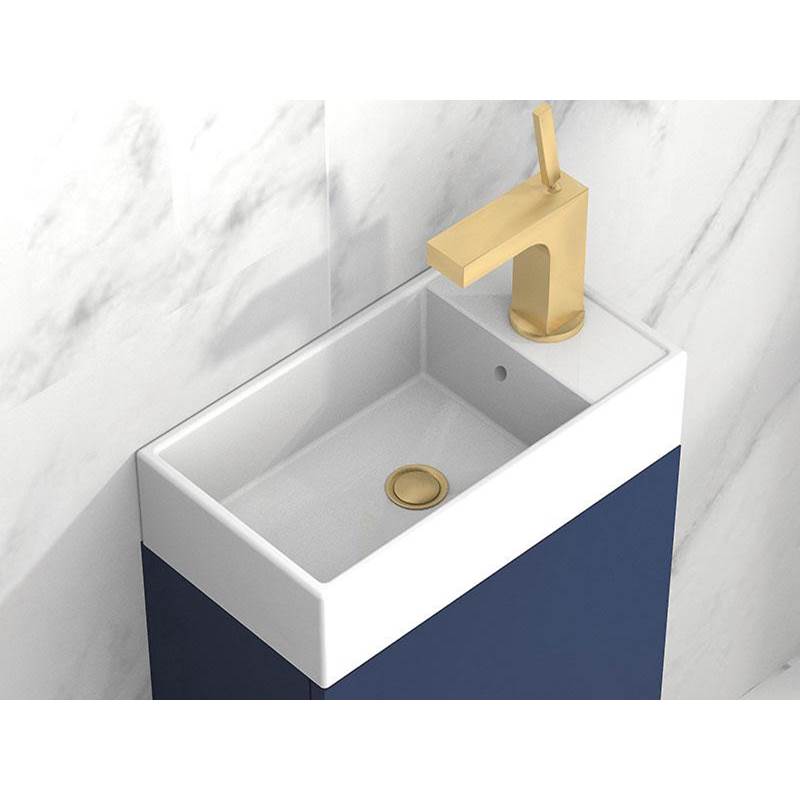 Madeli Ceramic Basin. Above Counter, Rectangular. White. For Petite, Single Faucet Hole. W/Overflow, 18-7/8'' X 9-5/8'' X 5-5/8''