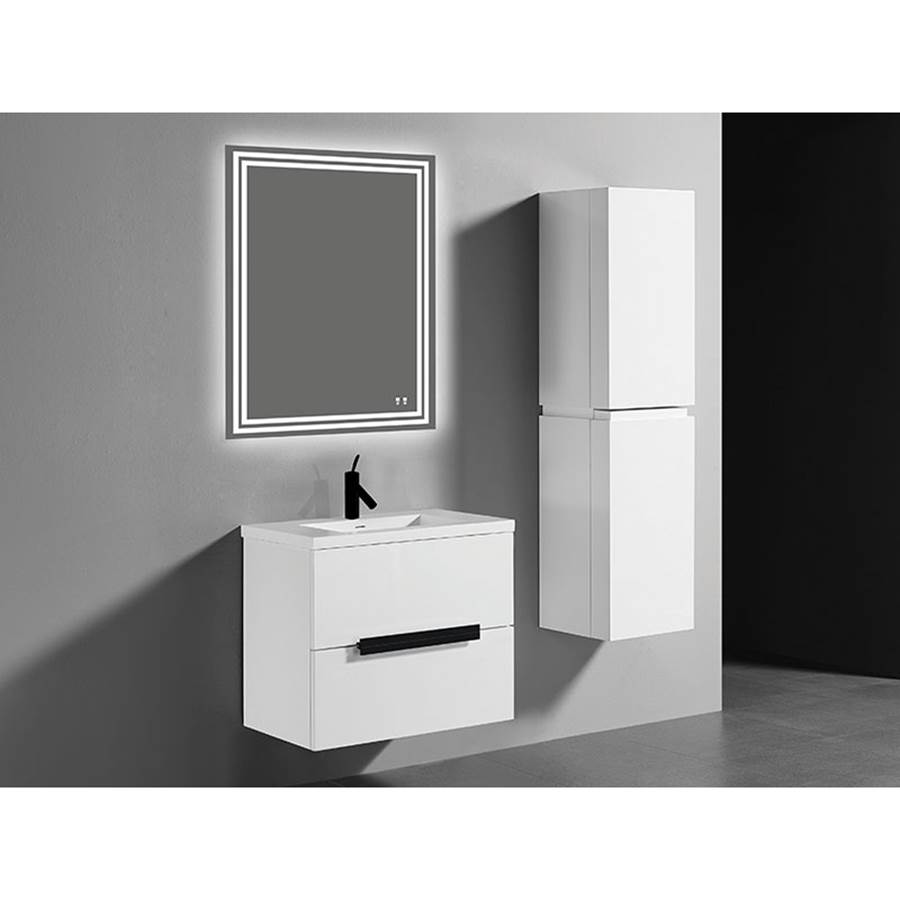Madeli Urban 30''. White, Wall Hung Cabinet , Satin Brass Handles (X2) , 29-5/8''X18''X24-3/8''