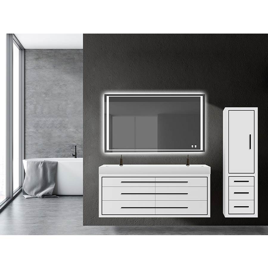 Madeli 20''W Villa Linen Cabinet, White. Wall Hung, Left Hinged Door. Polished, Chrome Handles (X4)/Inlay, 20'' X 18'' X 71''