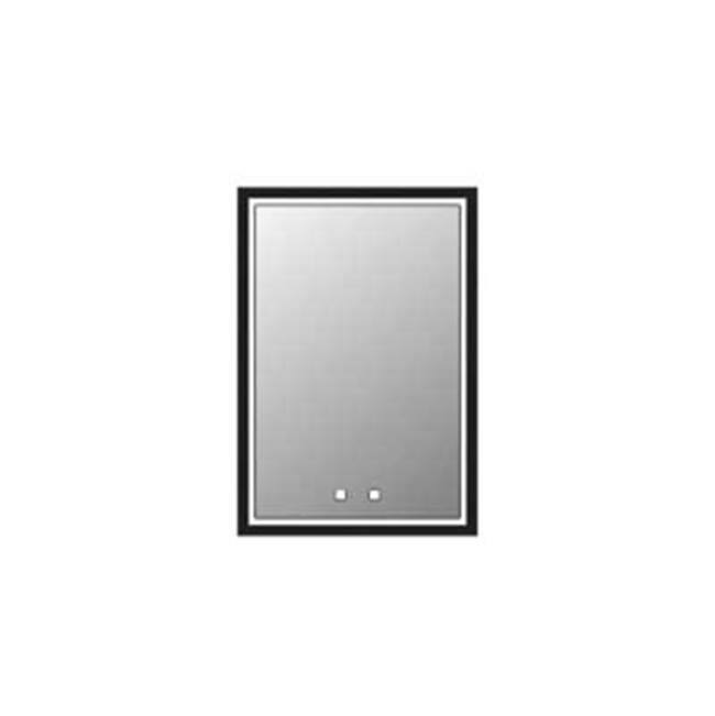 Madeli Illusion Lighted Mirrored Cabinet , 20X36''-Left Hinged-Recessed Mount, Matte Black Frame-Lumen Touch+, Dimmer-Defogger-2700/4000 Kelvin