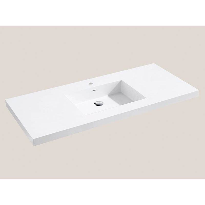 Madeli Urban-18 48''W Solid Surface, Top/Basin. Glossy White.1-Bowl, No Faucet Hole. W/Overflow, Basin Depth: 5-3/4'', 47-7/8'' X 18-1/8'' X 1-1/2''