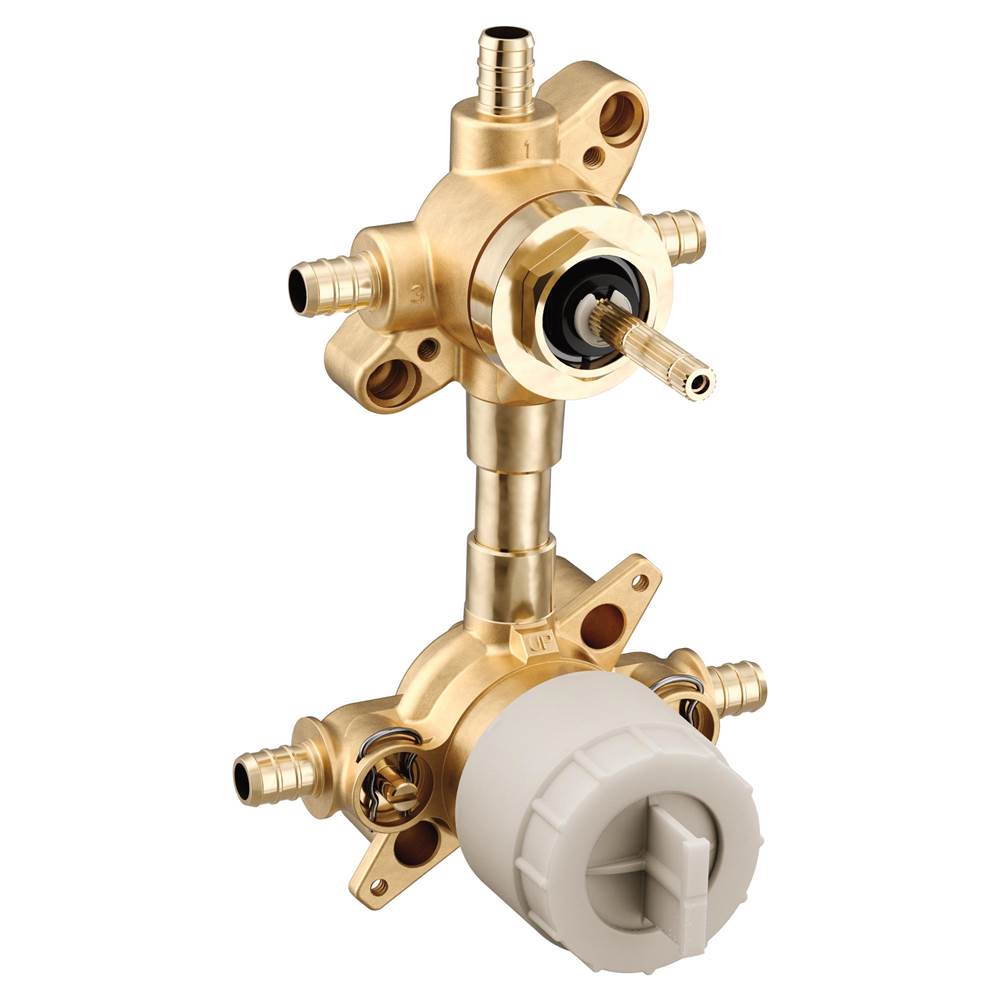 Moen M-CORE 3-Series Mixing Valve with 3 or 6 Function Integrated Transfer Valve with Crimp Ring PEX Connections and Stops