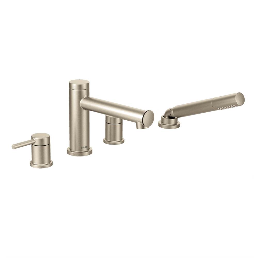 Moen Align 2-Handle Deck Mount Roman Tub Faucet Trim Kit with Hand shower in Brushed Nickel (Valve Sold Separately)