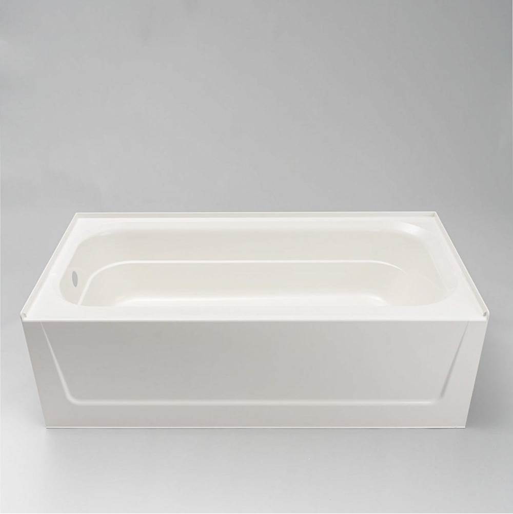 Mustee And Sons Topaz Bathtub, 30''x60'', Fiberglass, White, Left Hand Above Floor Drain
