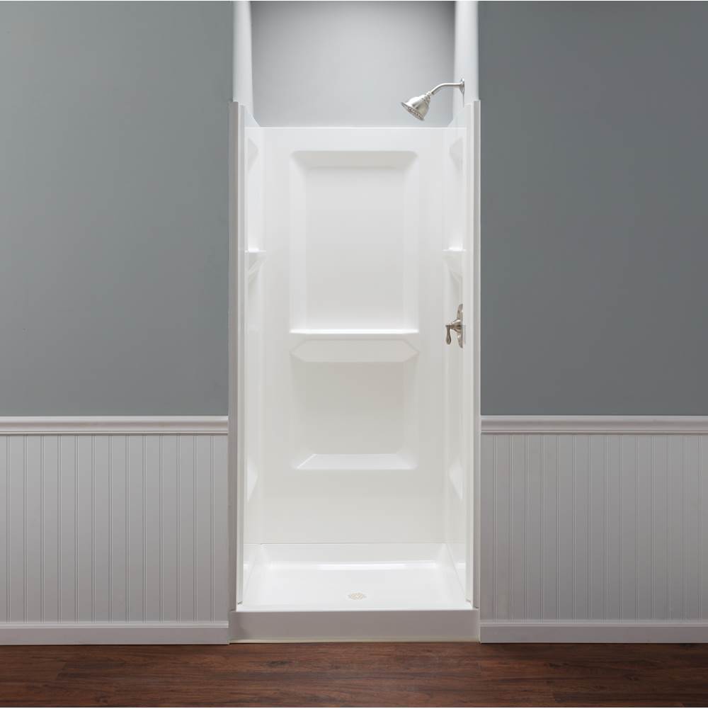 Mustee And Sons Durawall Shower Wall, 36''x36'', Fiberglass, White, Fits 3636M