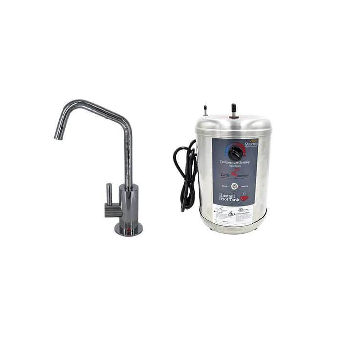 Mountain Plumbing Hot Water Faucet with Contemporary Round Body & Handle (120-degree Spout) & Little Gourmet® Premium Hot Water Tank