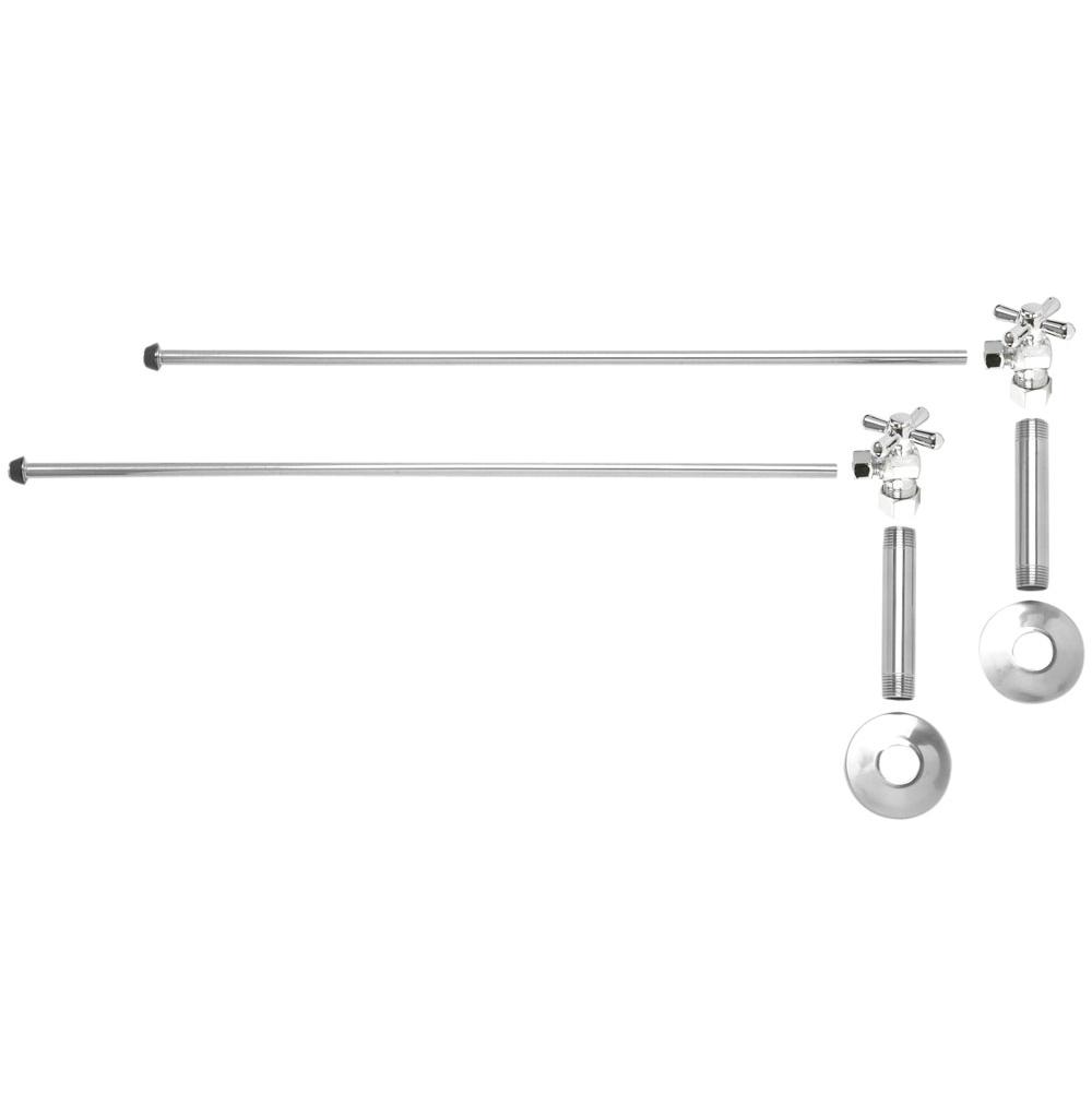 Mountain Plumbing Lavatory Supply Kit - Brass Cross Handle with 1/4 Turn Ball Valve (MT616-NL) - Angle, No Trap