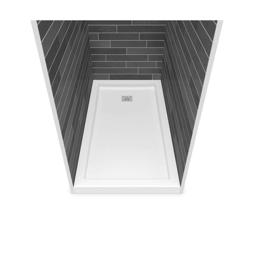 Maax B3Square 6032 Acrylic Alcove Deep Shower Base in White with Back End Drain