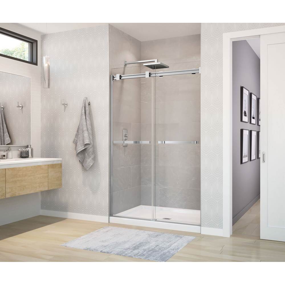 Maax Duel 44-47 x 70 1/2-74 in. 8 mm Sliding Shower Door for Alcove Installation with Clear glass in Chrome