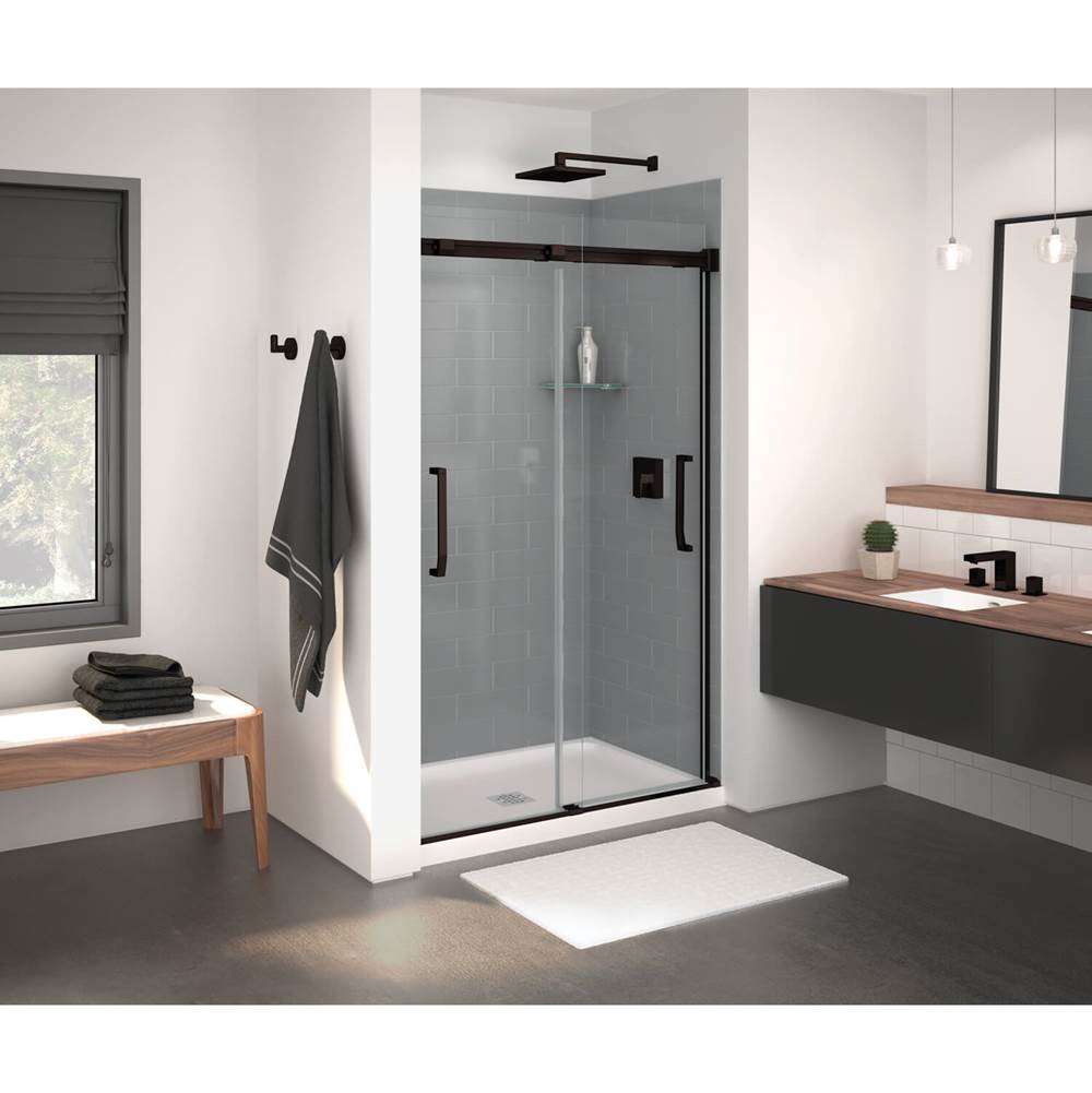 Maax Inverto 43-47 x 70 1/2-74 in. 8mm Sliding Shower Door for Alcove Installation with Clear glass in Dark Bronze