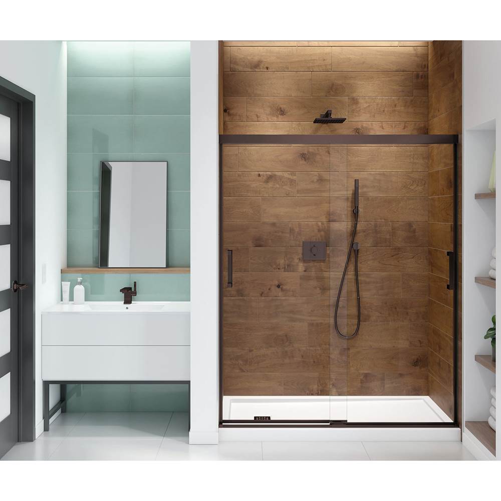 Maax Incognito 70 56-59 x 70 1/2 in. 6 mm Sliding Shower Door for Alcove Installation with Clear glass in Dark Bronze