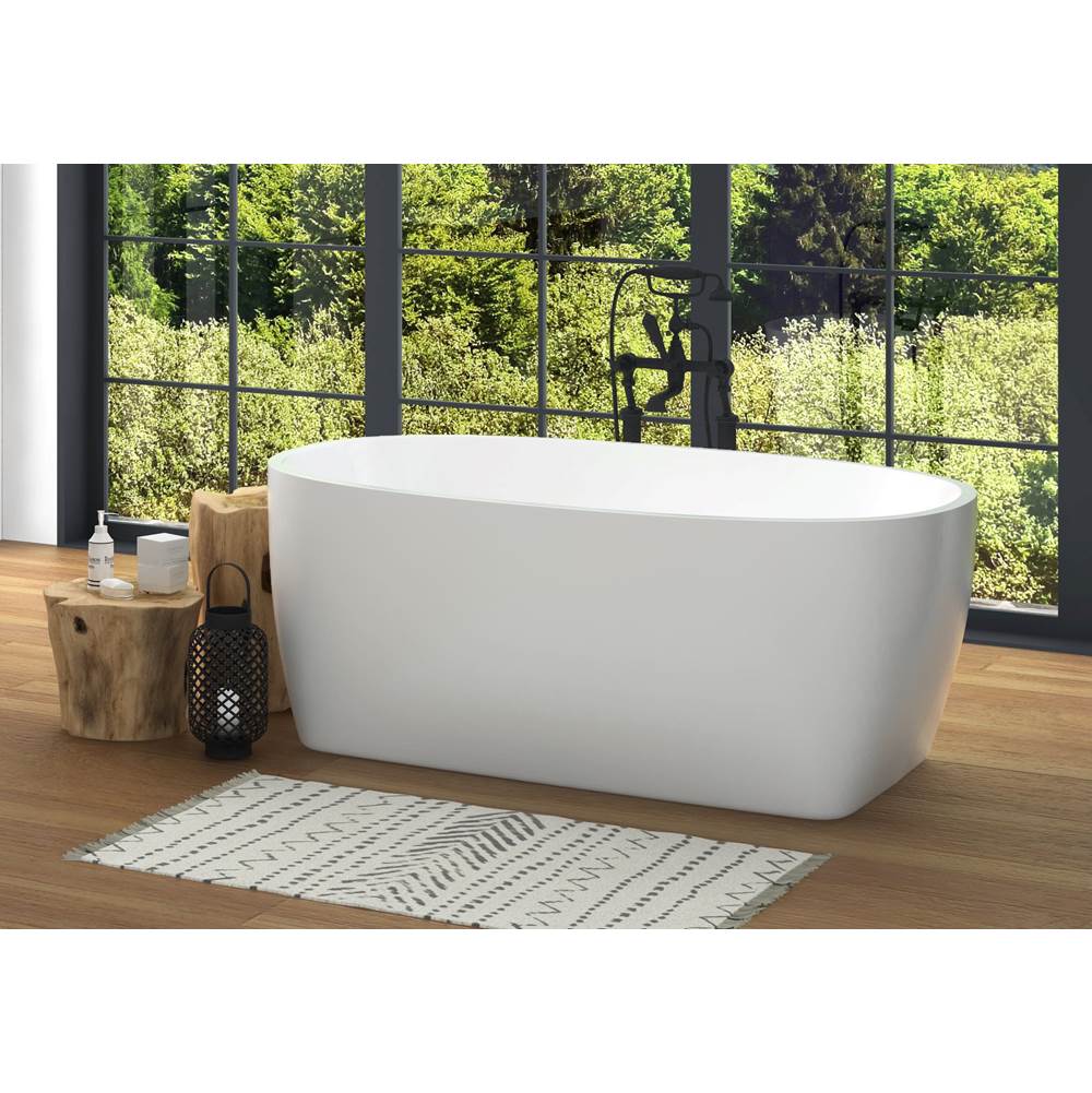 Oceania Baths Chilko 64 x 36, Freestanding Soaking Bathtub, Glossy White