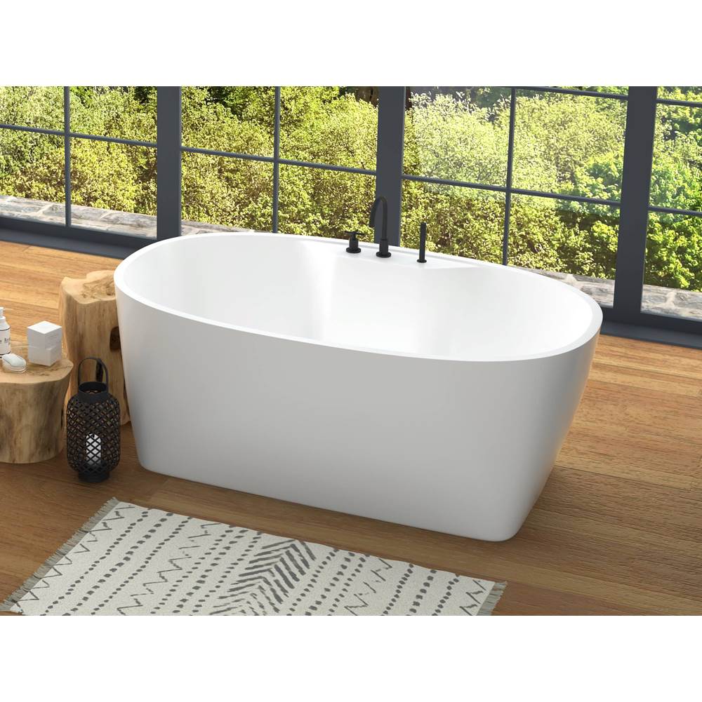 Oceania Baths Chilko 57 x 34, Freestanding AeroMassage Bathtub, Glossy White