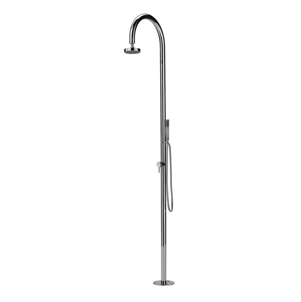 Outdoor Shower ''Origo'' Free Standing Single Supply Shower Unit - Hand Spray - 5'' Chrome Shower Head