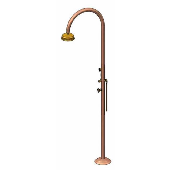 Outdoor Shower ''Origo'' Free Standing Single Supply Copper Shower Unit - Hand Spray - 8'' Brass Shower Head