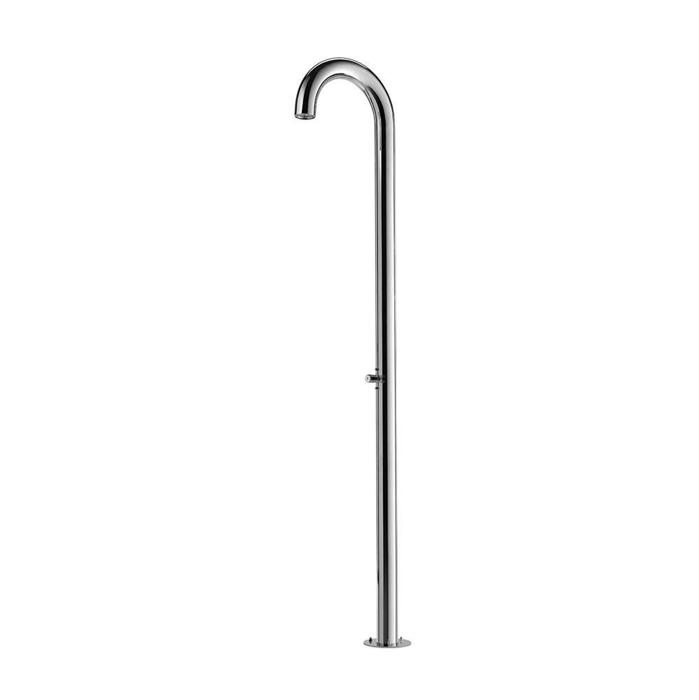 Outdoor Shower ''Club'' Free Standing Single Supply Shower Unit - ADA Metered Push Valve - Concealed Shower Head