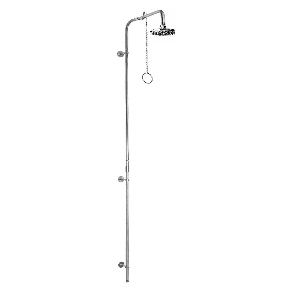Outdoor Shower Wall Mount Single Supply Shower - Pull Chain Valve, 8'' Shower Head