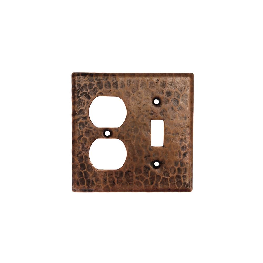 Premier Copper Products Copper Combination Switchplate, 2 Hole Outlet and Single Toggle Switch