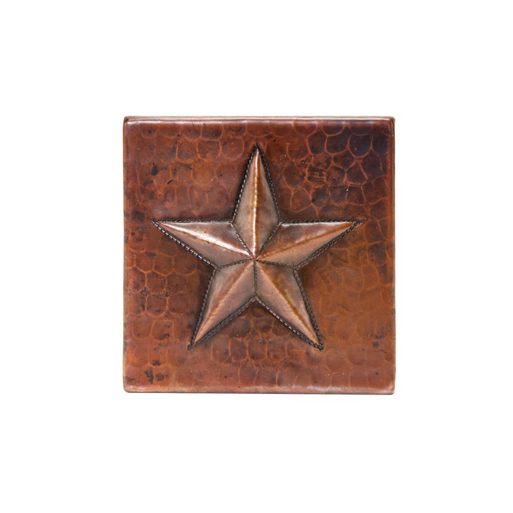 Premier Copper Products 4'' x 4'' Hammered Copper Star Tile
