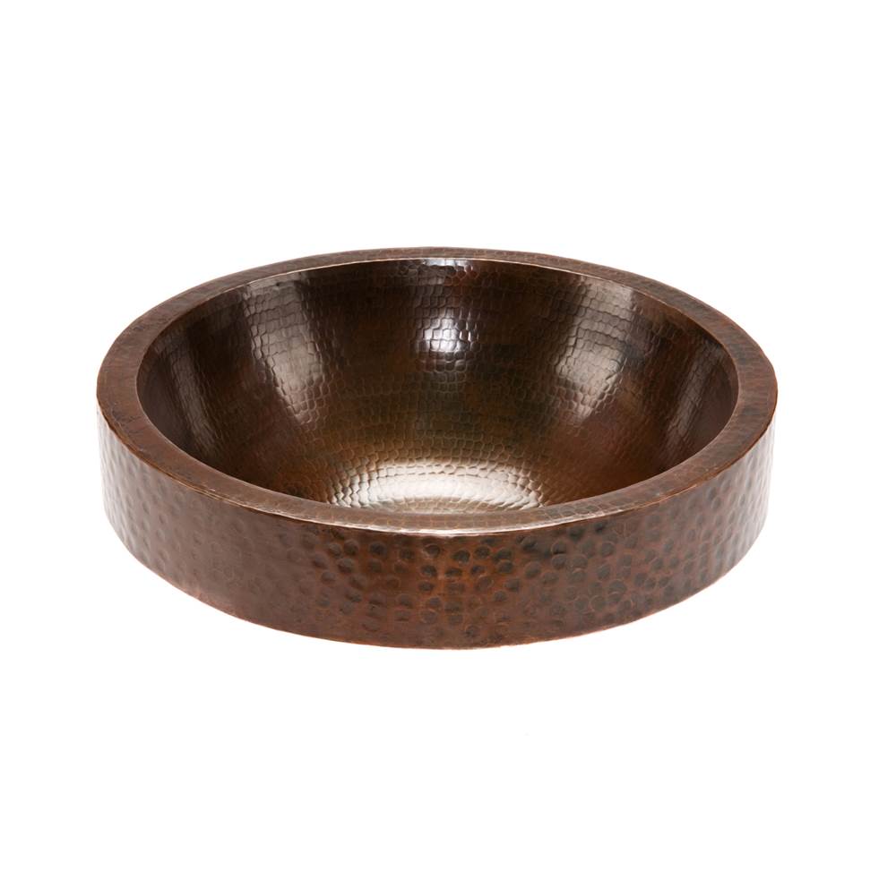 Premier Copper Products 17'' Round Skirted Vessel Hammered Copper Sink