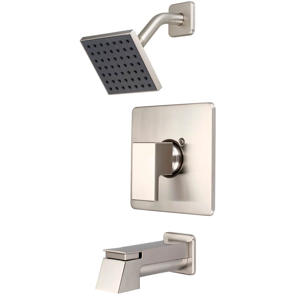 Pioneer Tub and Shower Trim Set-Mod Lever Handle Extended Combo Diverter Tub Spout 4'' Square Shower-PVD BN