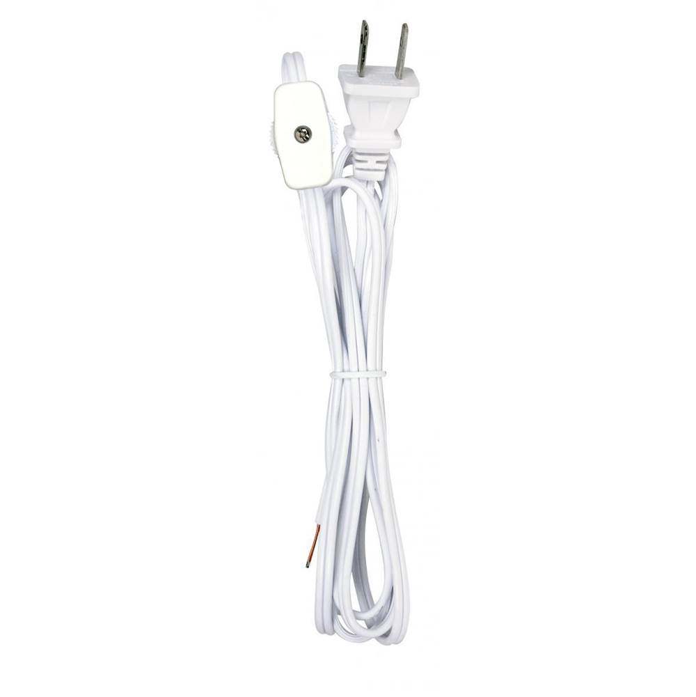 Satco 6 ft 18/2spt-1 White with Plug and