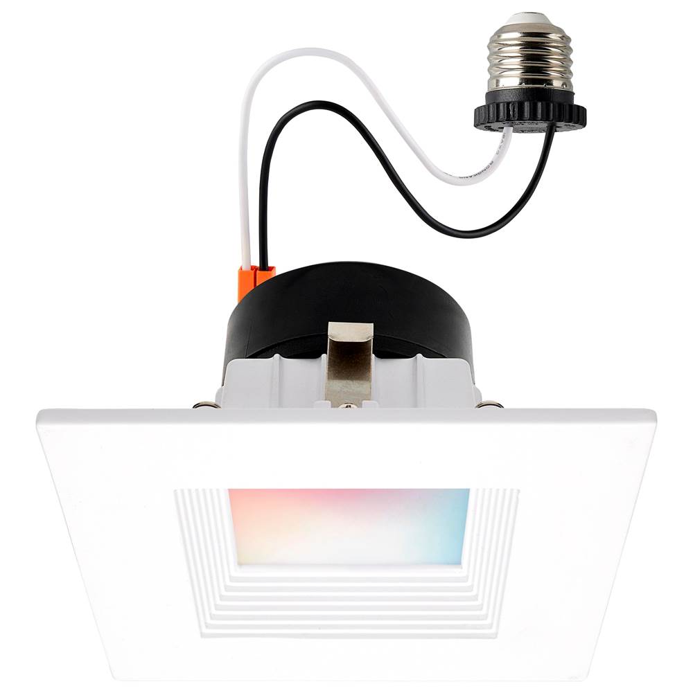 Satco 10.5 Watt; LED Retrofit Downlight; 4 Inch Square; Starfish IOT; RGB and Tunable White; 120 Volt; 90 CRI; White Finish
