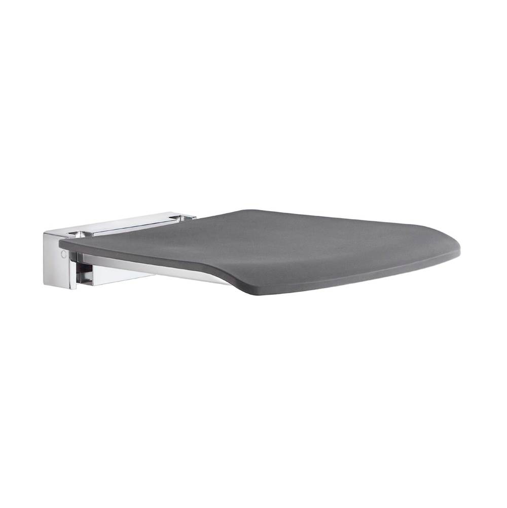 Smedbo Wall mount fold down seat - polished chrome and slate grey