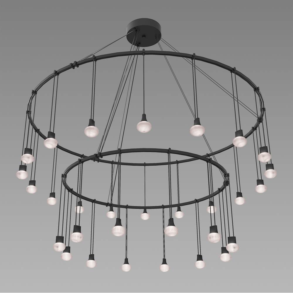 Sonneman 32''/48'' Double Ring with Crystal Oval Luminaires