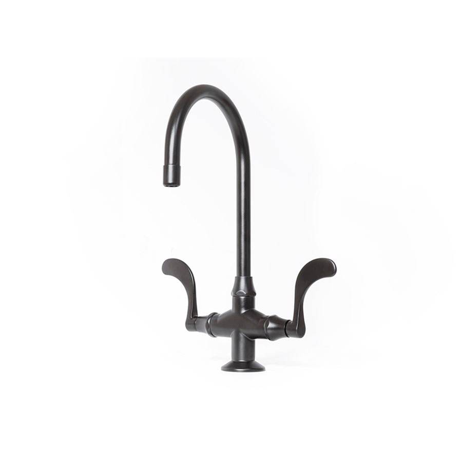 Sonoma Forge Wingnut Deck Mount Faucet With Large Swivel Gooseneck Spout And Side Spray 11'' Center To Aerator 8-1/2'' Spout Height
