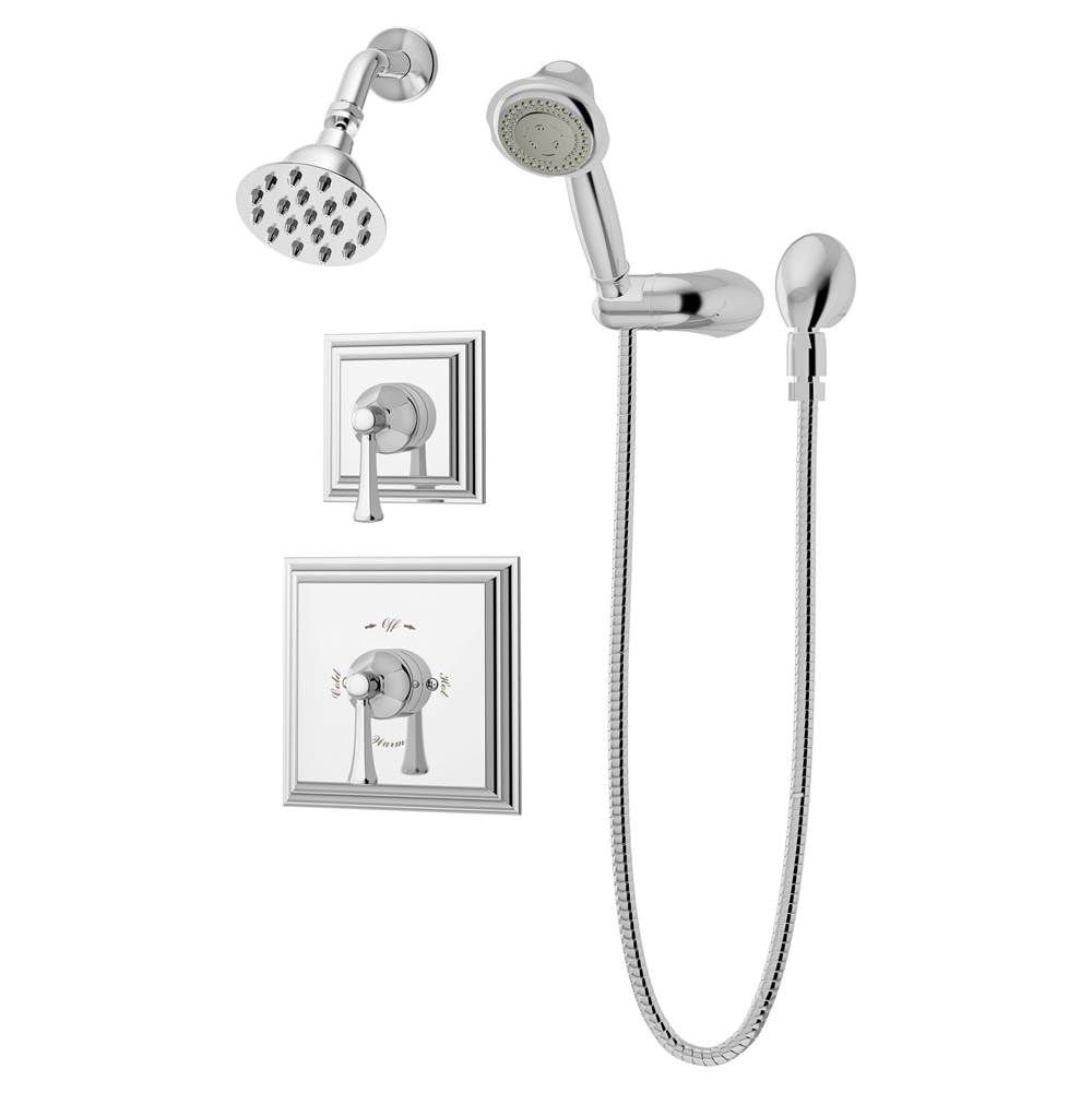 Symmons Canterbury 2-Handle 1-Spray Shower Trim with 3-Spray Hand Shower in Polished Chrome (Valves Not Included)