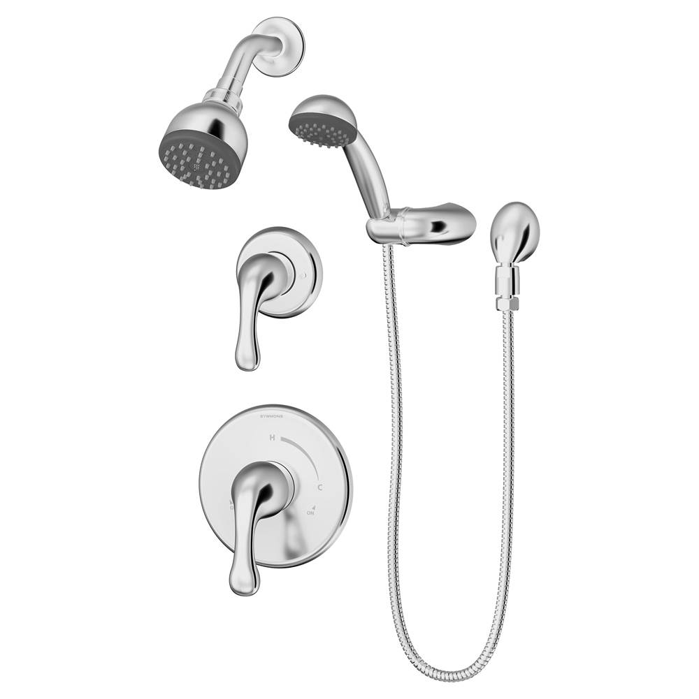 Symmons Unity 2-Handle 1-Spray Shower Trim with 1-Spray Hand Shower in Polished Chrome (Valves Not Included)