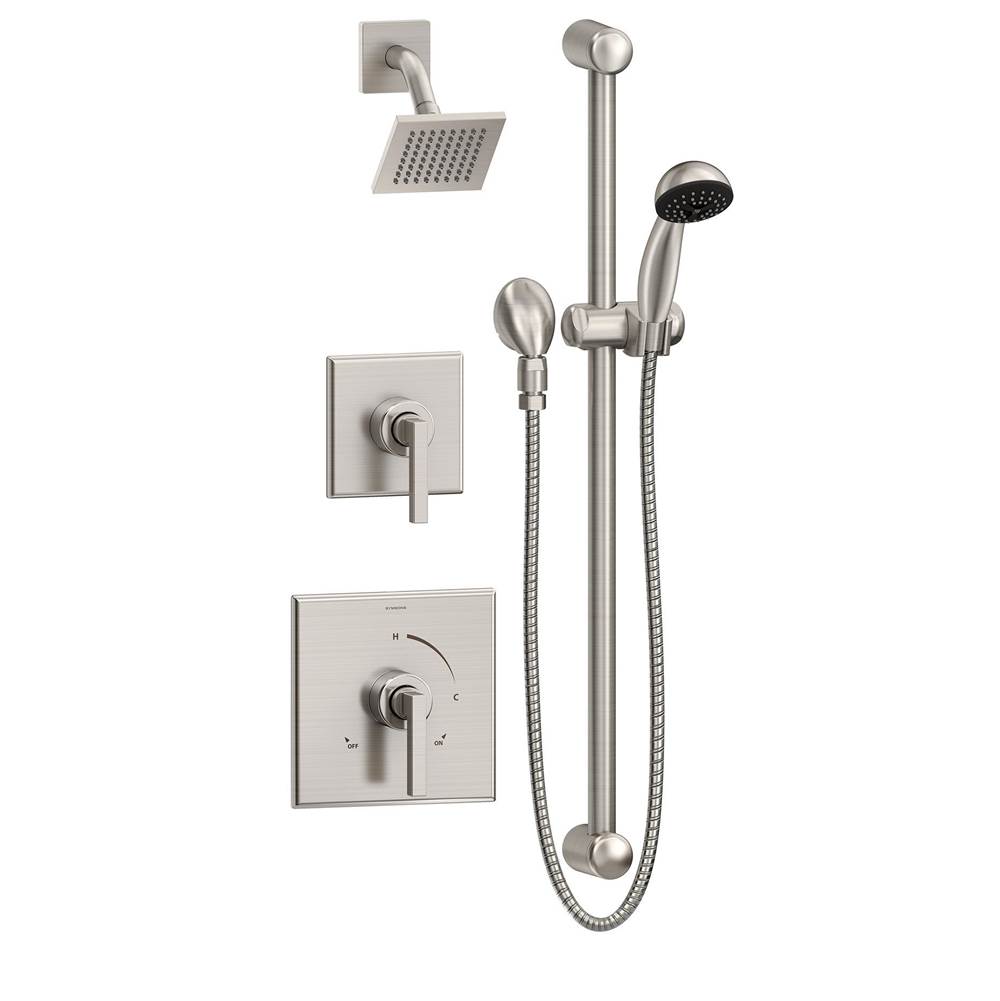 Symmons Duro 2-Handle 1-Spray Shower Trim with 1-Spray Hand Shower in Satin Nickel (Valves Not Included)