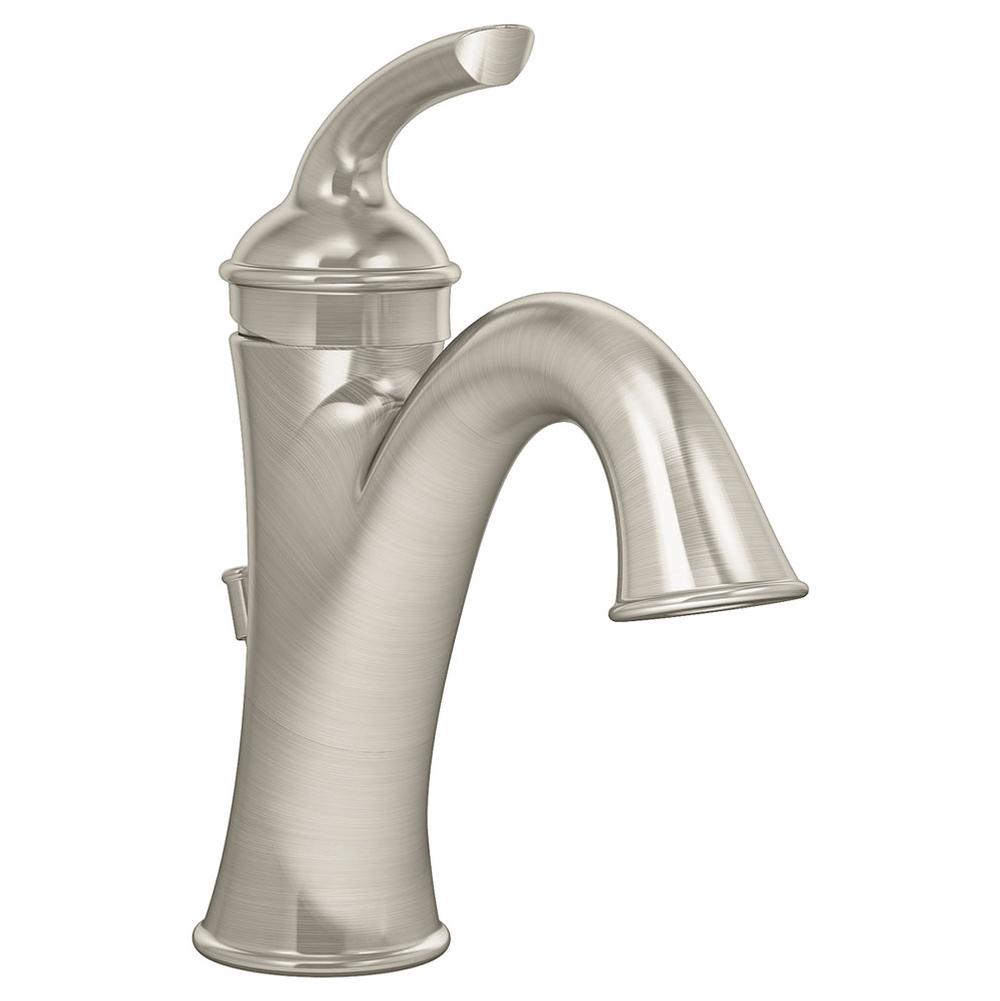 Symmons Elm Single Hole Single-Handle Bathroom Faucet with Drain Assembly in Satin Nickel (1.5 GPM)