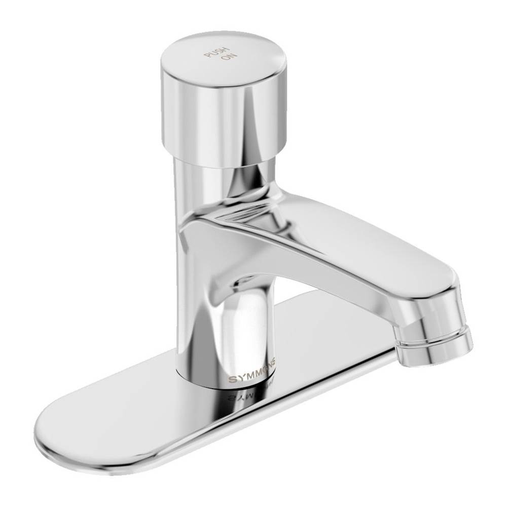 Symmons SCOT Metering Lavatory Faucet with 4 in. Deck Plate in Polished Chrome (0.5 GPM)