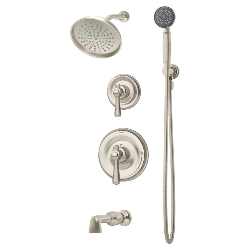 Symmons Degas 2-Handle Tub and 1-Spray Shower Trim with 1-Spray Hand Shower in Satin Nickel (Valves Not Included)