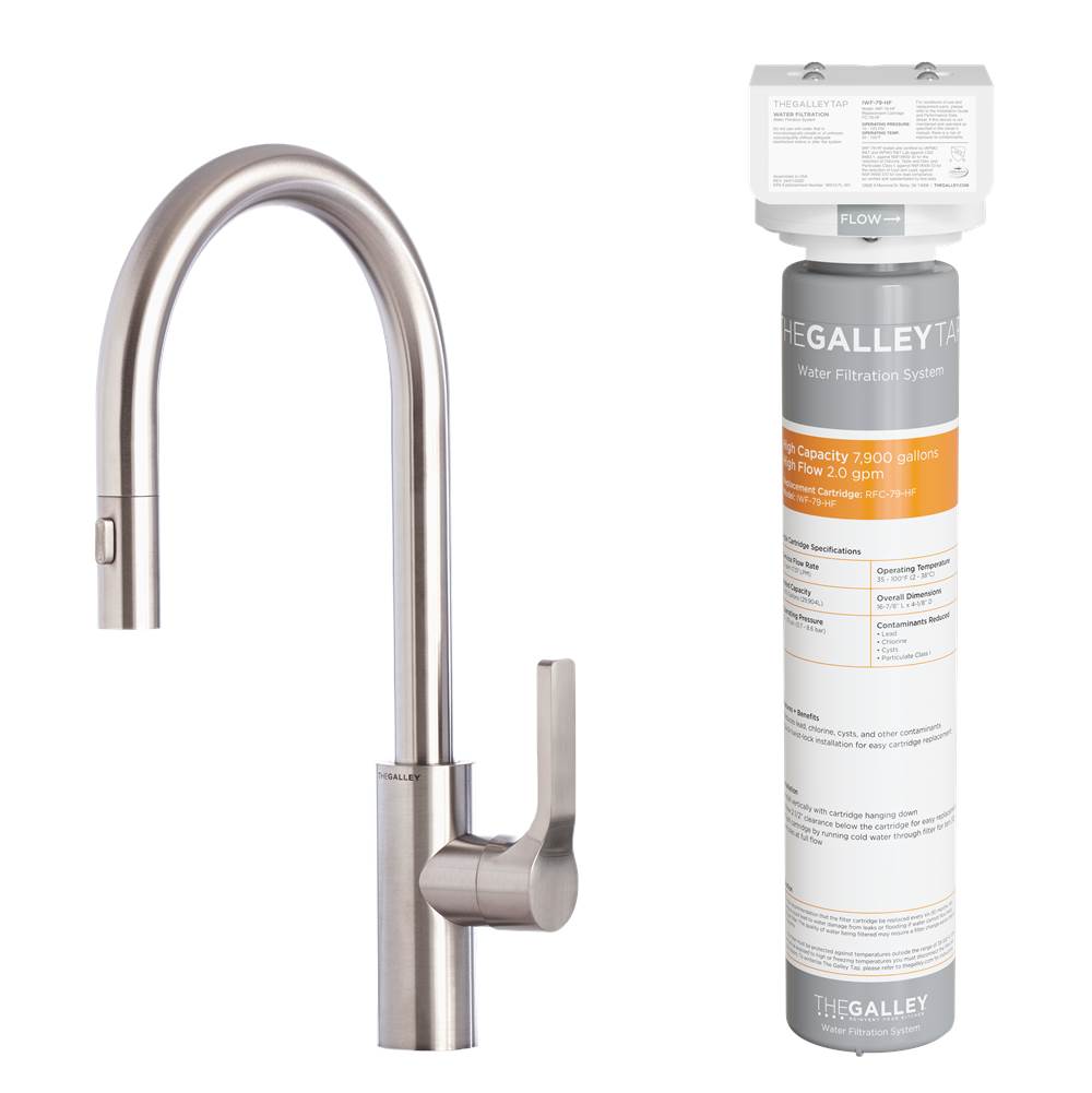 The Galley Ideal BarTap Eco-Flow in Matte Stainless Steel and Water Filtration System