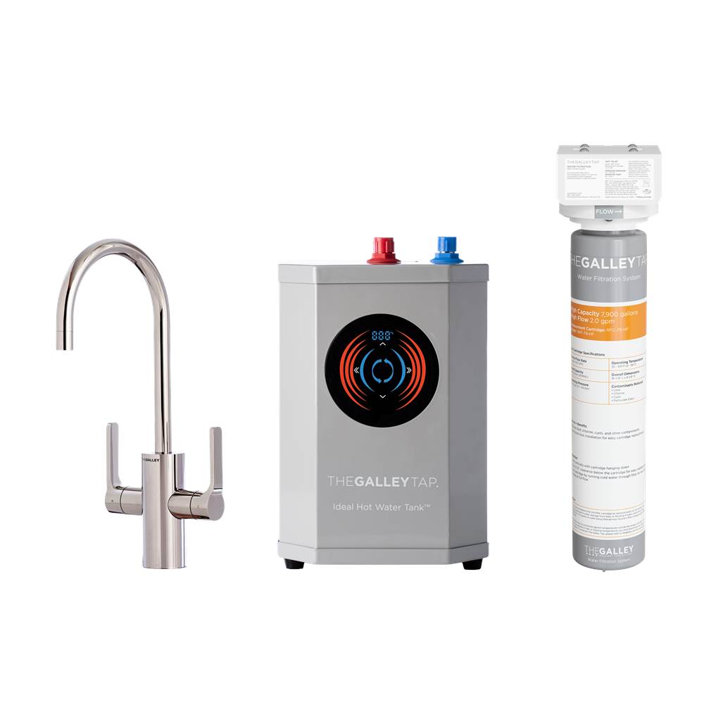 The Galley Ideal Hot & Cold Tap in Polished Stainless Steel, Ideal Hot Water Tank  and Water Filtration System