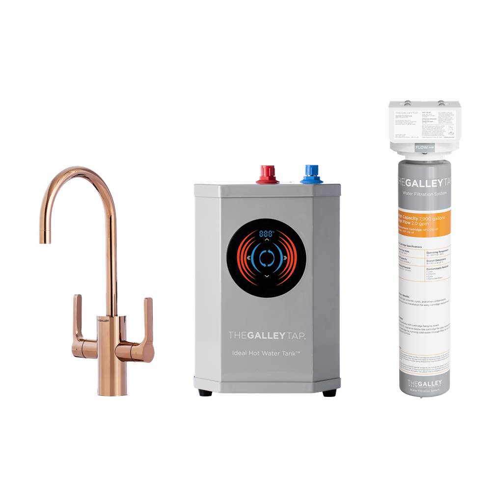 The Galley Ideal Hot & Cold Tap in PVD Polished Rose Gold Stainless Steel, Ideal Hot Water Tank  and Water Filtration System