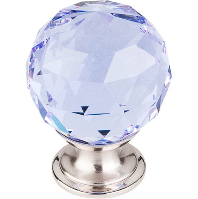 Top Knobs Light Blue Crystal Knob 1 3/8 Inch Brushed Satin Nickel Base