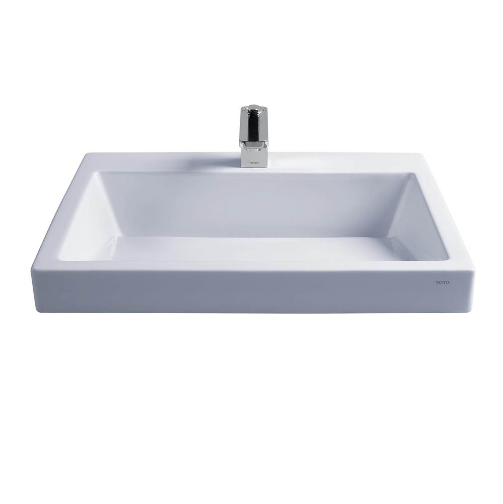 TOTO Toto® Kiwami® Renesse® Design I Rectangular Fireclay Vessel Bathroom Sink With Cefiontect For 8 Inch Faucets, Cotton White