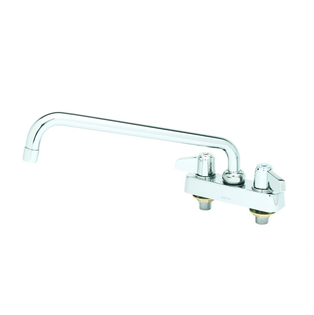 T&S Brass Equip Workboard Faucet, 4'' c/c Deck Mount, Lever Handles, 12'' Swing Nozzle
